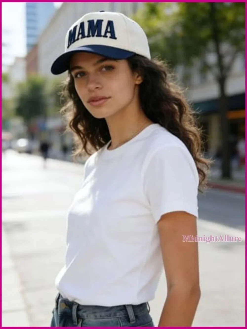 Vintage Trucker Hat with Mama Embroidery - Adjustable Snapback Cap